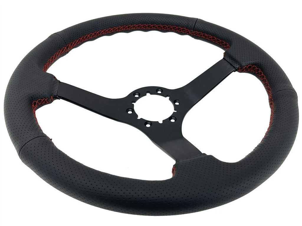 Steering Wheel Cover Black Perforated Leather Red Stitch for Toyota Hilux (2010–2018)