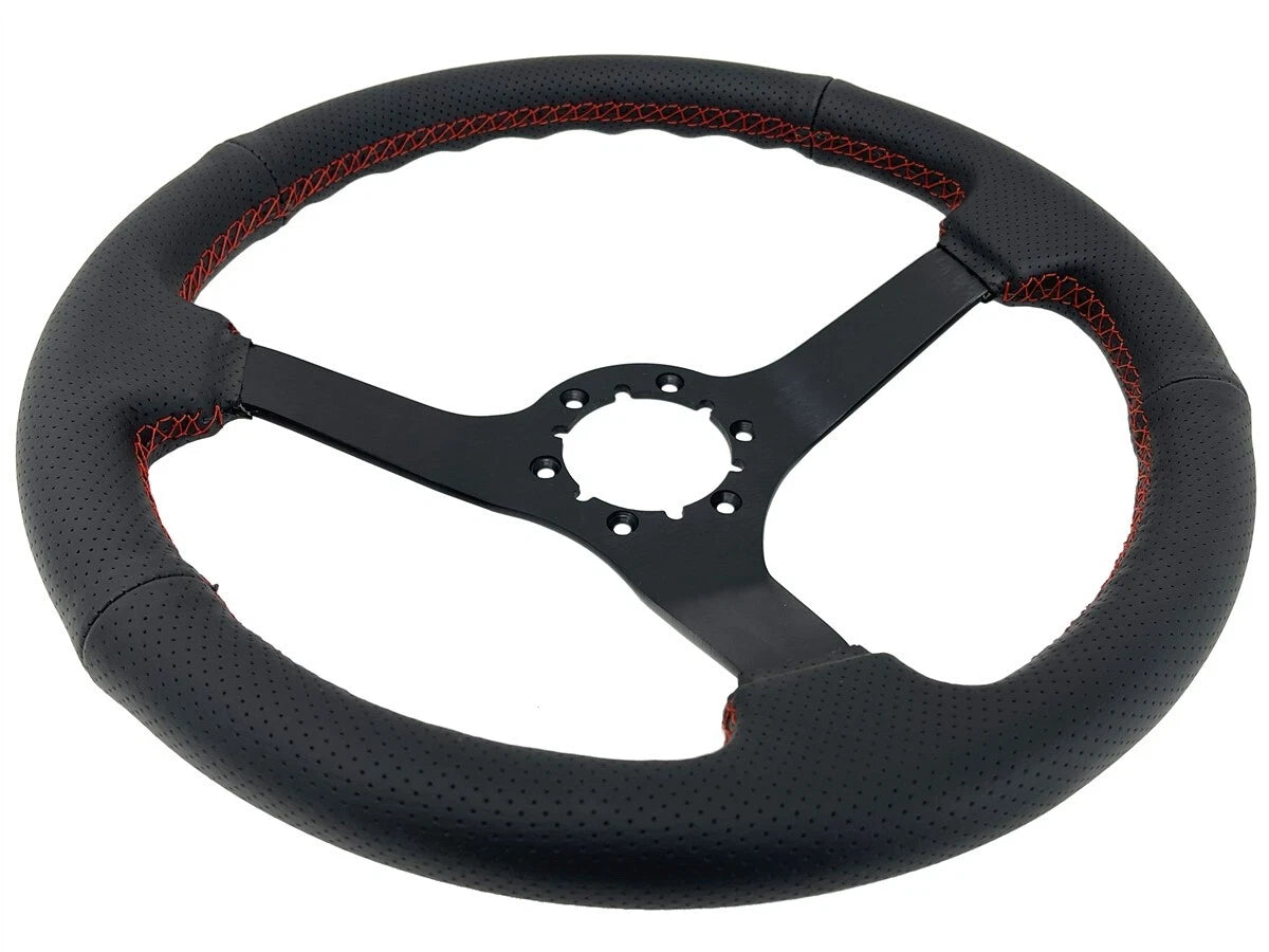 Steering Wheel Cover Black Perforated Leather Red Stitch for Toyota Hilux (2010–2018)