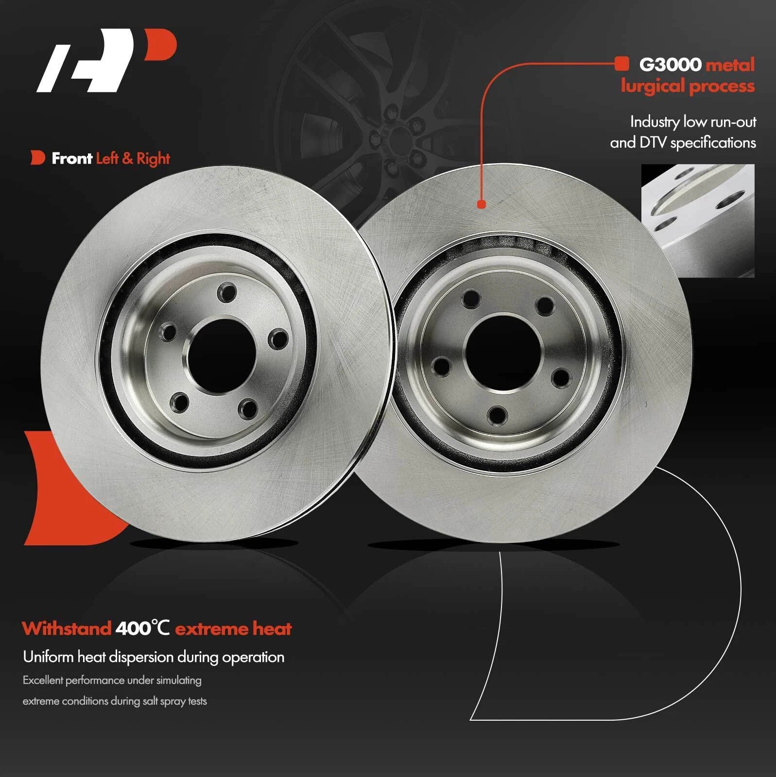 Front Disc Brake Rotors & Ceramic Pads for Chevy HHR (2009-2010)