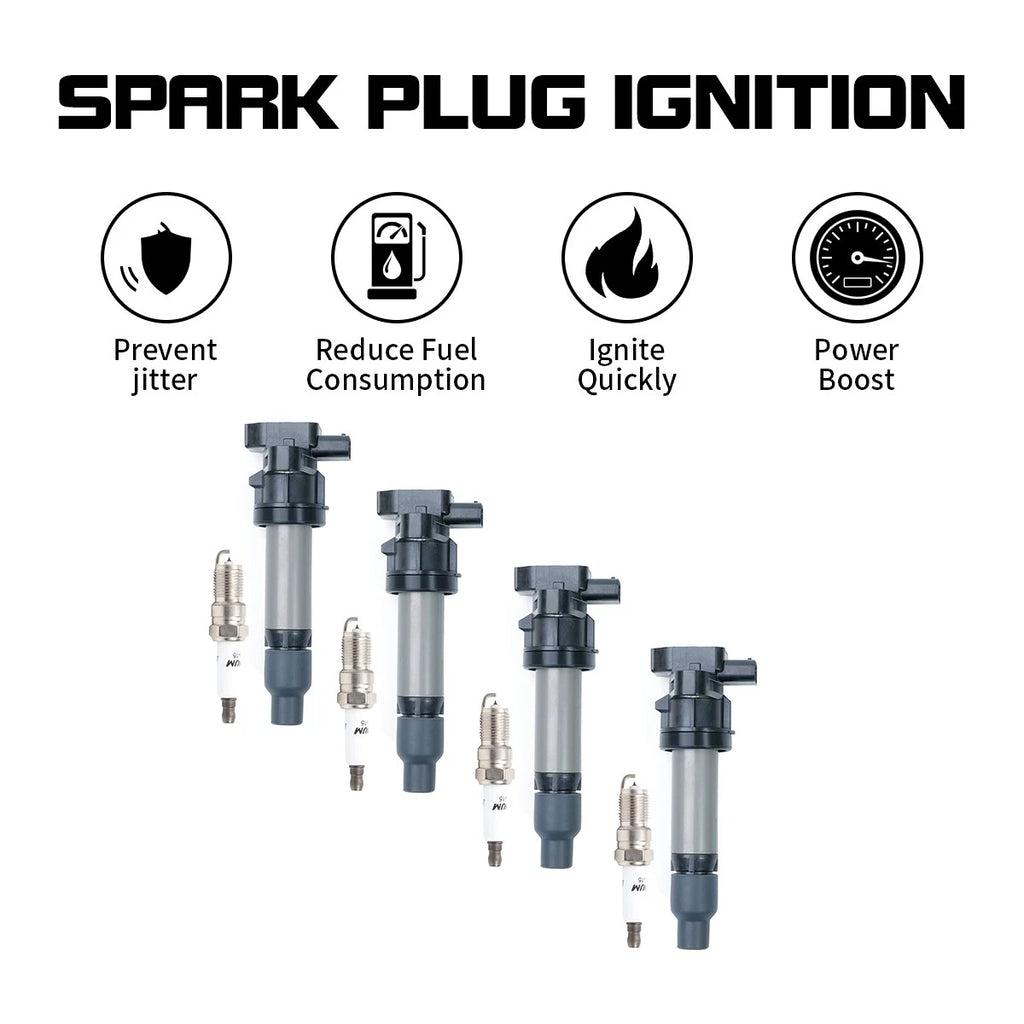 Set of 4 Ignition Coils + 4 Spark Plugs for Cadillac STS (2006–2010) 4.4L 4.6L V8