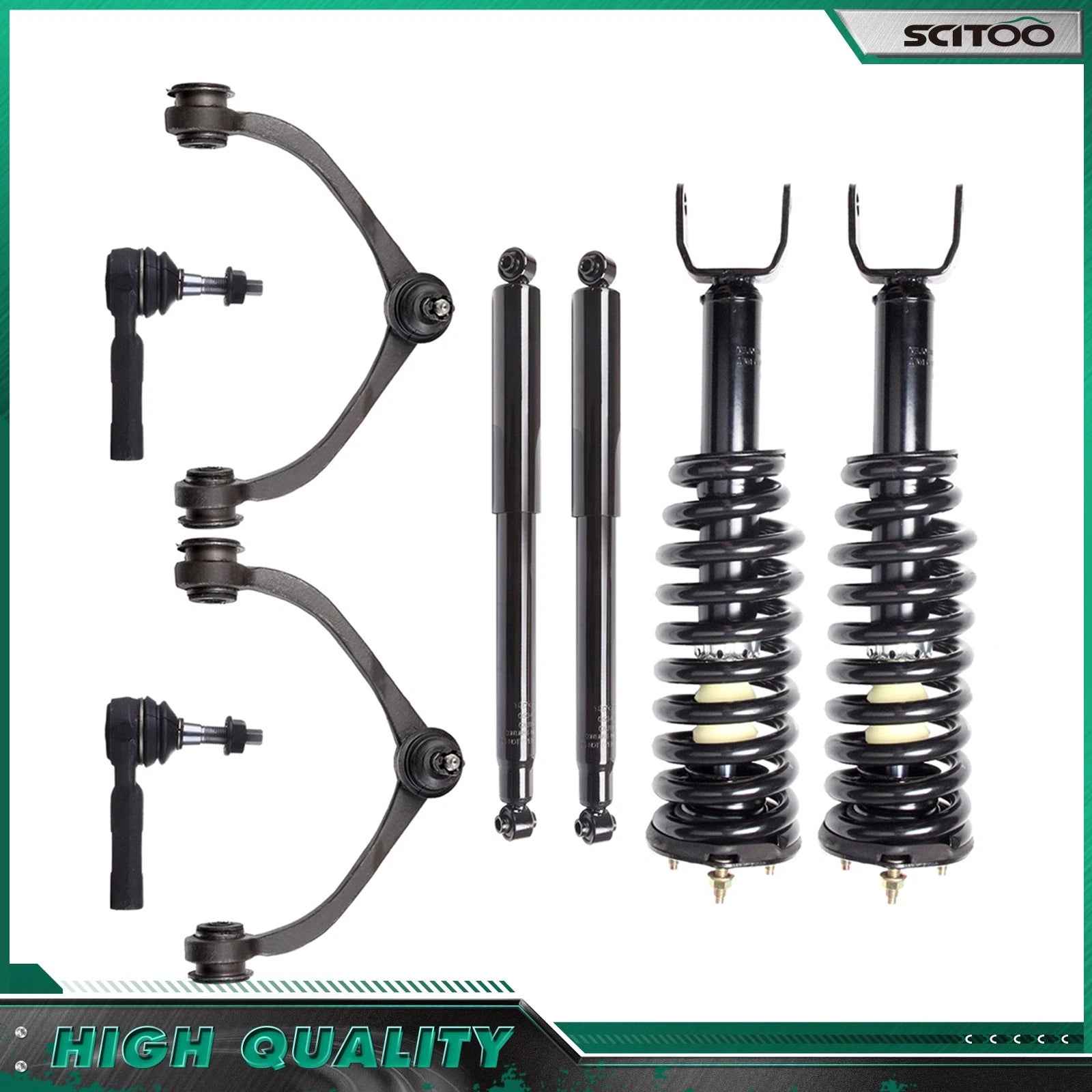 Set of 4 Front Struts & Rear Shocks Upper Control Arm Kit for Dakota Raider (2005–2009)