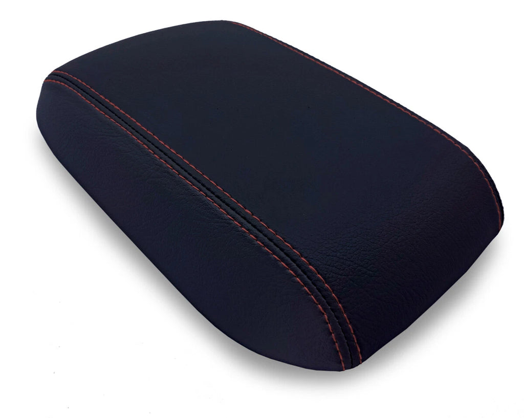 Center Console Armrest for Subaru Forester (2009–2018) PVC Leather Black Red Stitch