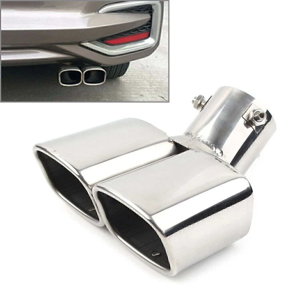 Dual Stainless Steel Exhaust Pipe Tail Muffler Tip for Universal Fit