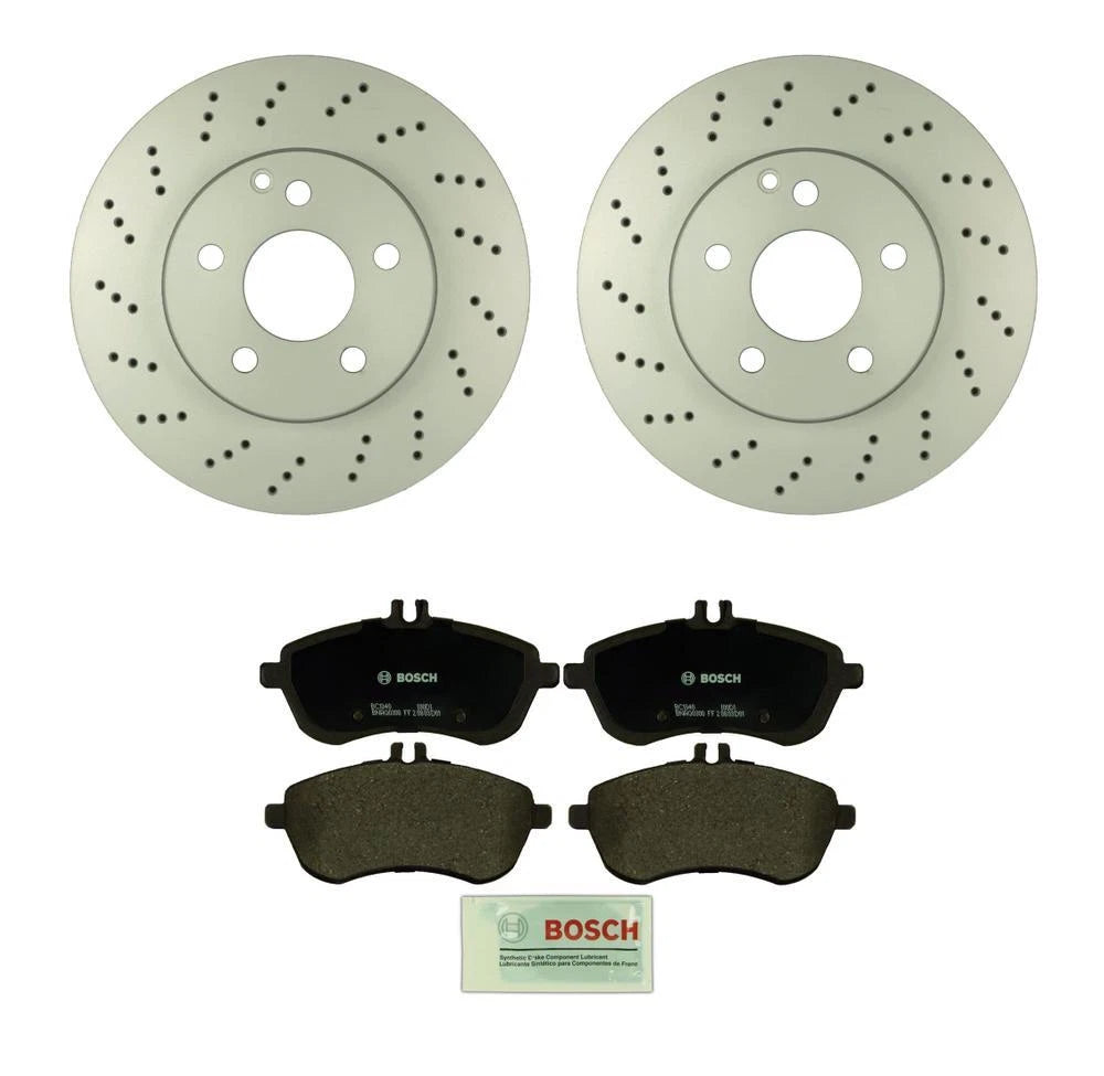 Set of 2 Front Vented Rotors & Ceramic Disc Brake Pads for Mercedes W204 (2007–2014)