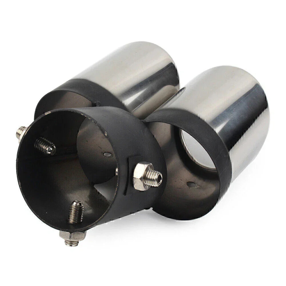 Dual Stainless Steel Rear Exhaust Pipe Tail Muffler Tip for Universal Vehicles