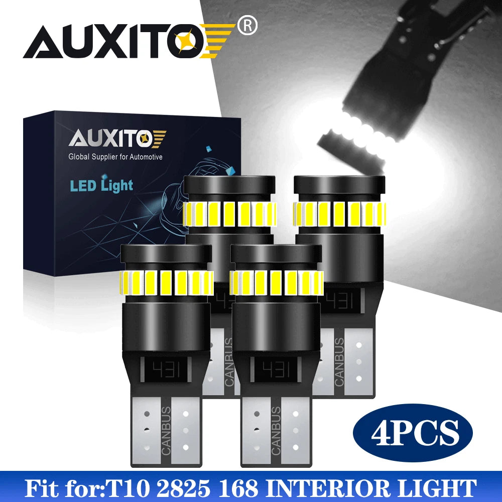Set of 4 AUXITO Canbus T10 194 168 2825 LED Light Bulbs for