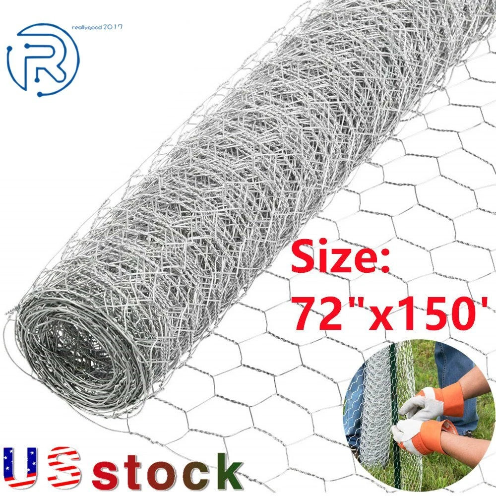 Galvanized Poultry Net for Chicken Fencing (72"x150', 2" Holes)