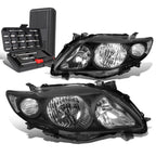 Pair of Black/Clear Signal Headlight Lamps for Toyota Corolla (2009–2010)