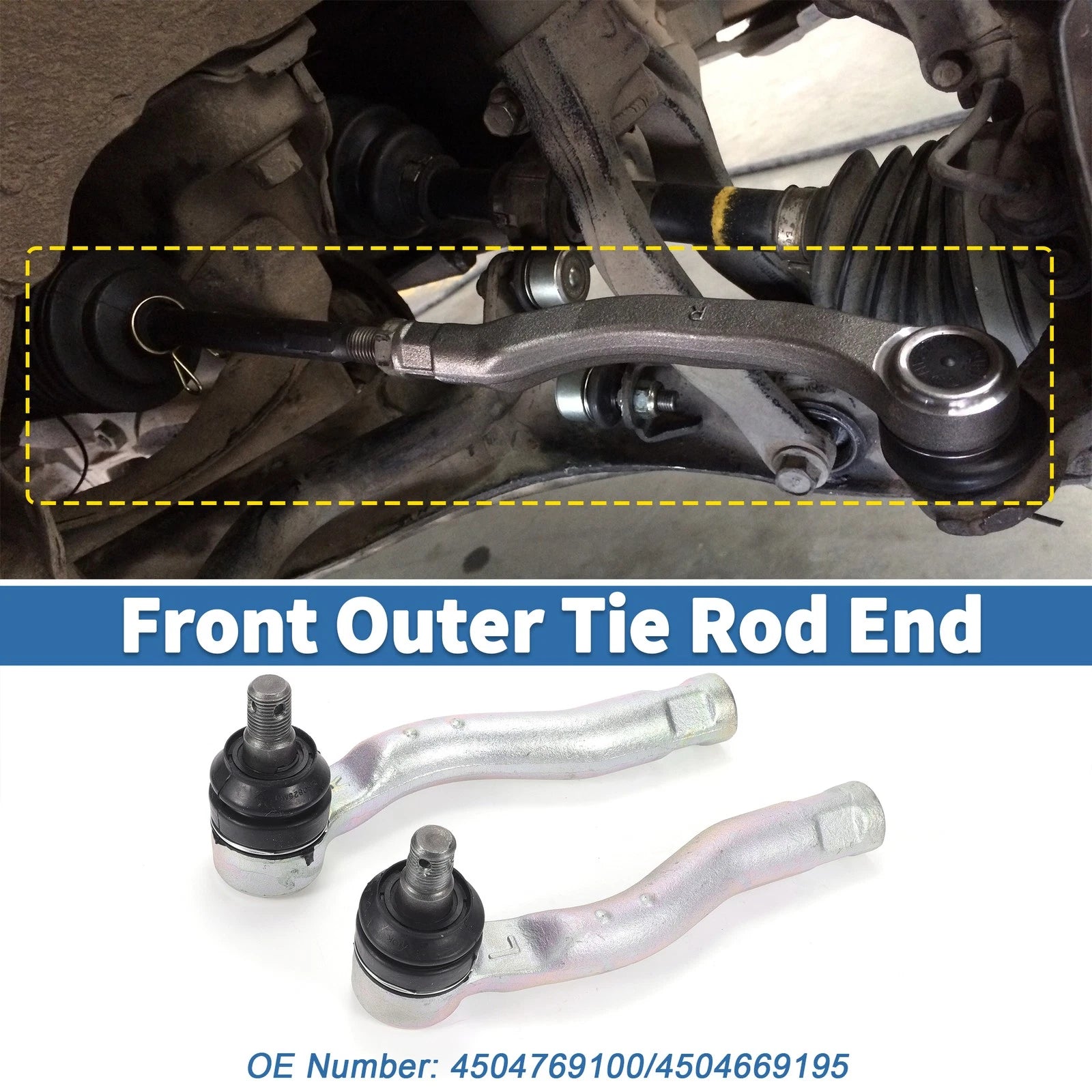2X Front Outer Tie Rod Ends for Toyota Land Cruiser (1998–2002) No. 4504769100