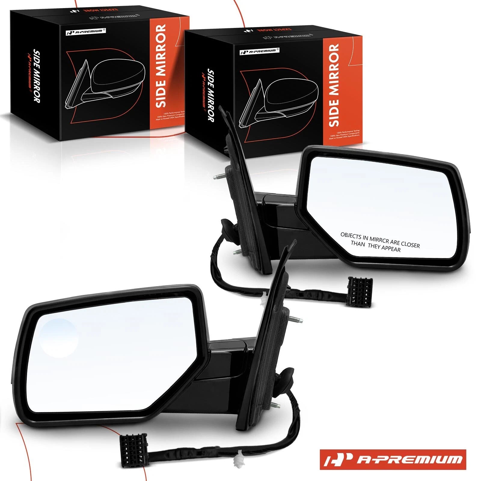 Power Mirror Pair Manual Fold Heated for Chevrolet Suburban GMC Yukon 