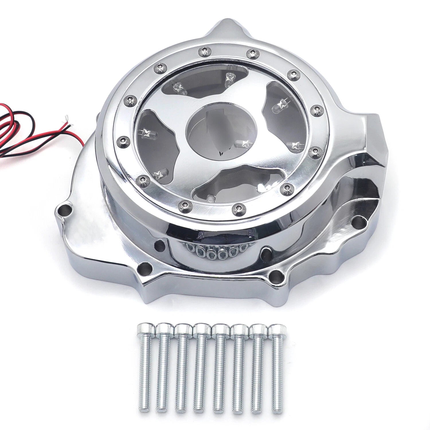 Chrome Left Engine Stator Cover w/ White LED for Honda CBR 600RR (2003–2006)