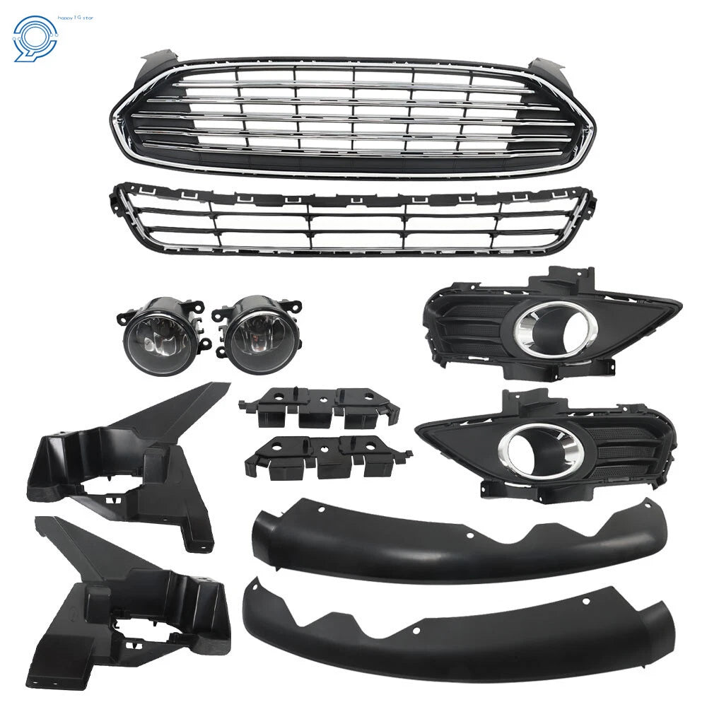 Front Bumper Grill with Fog Light Covers for Ford Fusion (2013-2016)