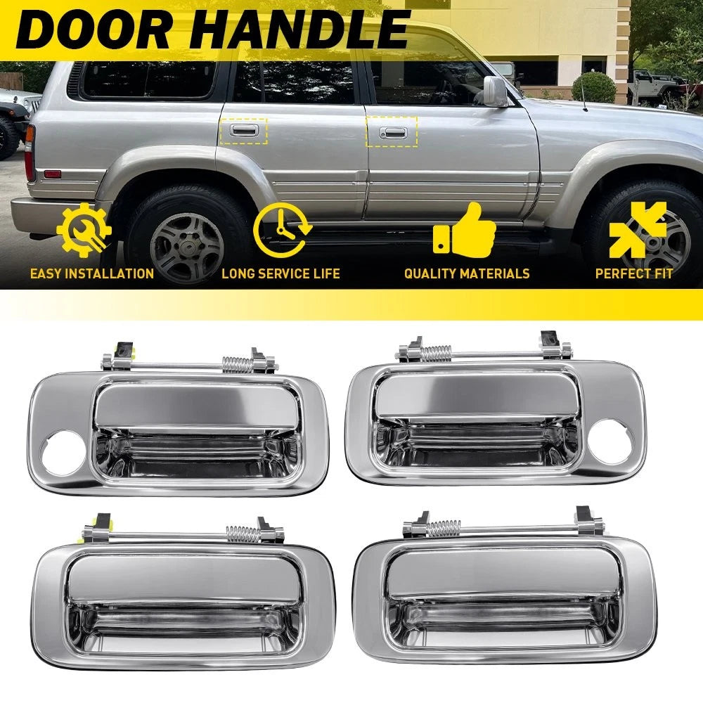 Set of 4 Chrome Door Handles for Toyota Land Cruiser 80 Series (1990–1998)