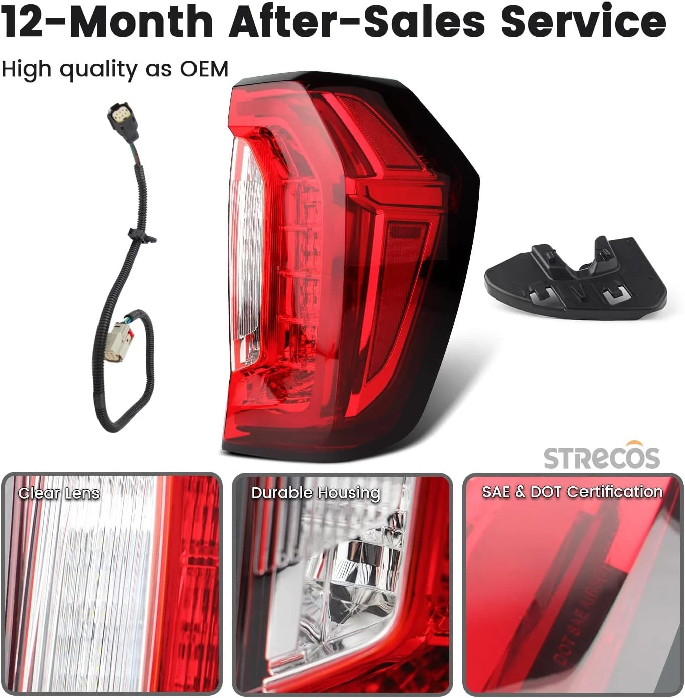 DOT LED Tail Light Brake Lamp Outer Passenger Side for GMC Yukon (2021–2024)