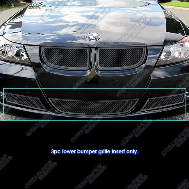 Black Stainless Steel Mesh Grille Insert for BMW 325i/330i (2006–2007)