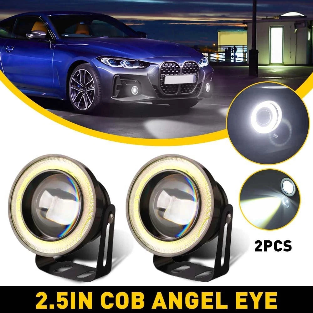 2X 2.5" Round Projector LED Halo DRL Fog Lights for Universal Fit