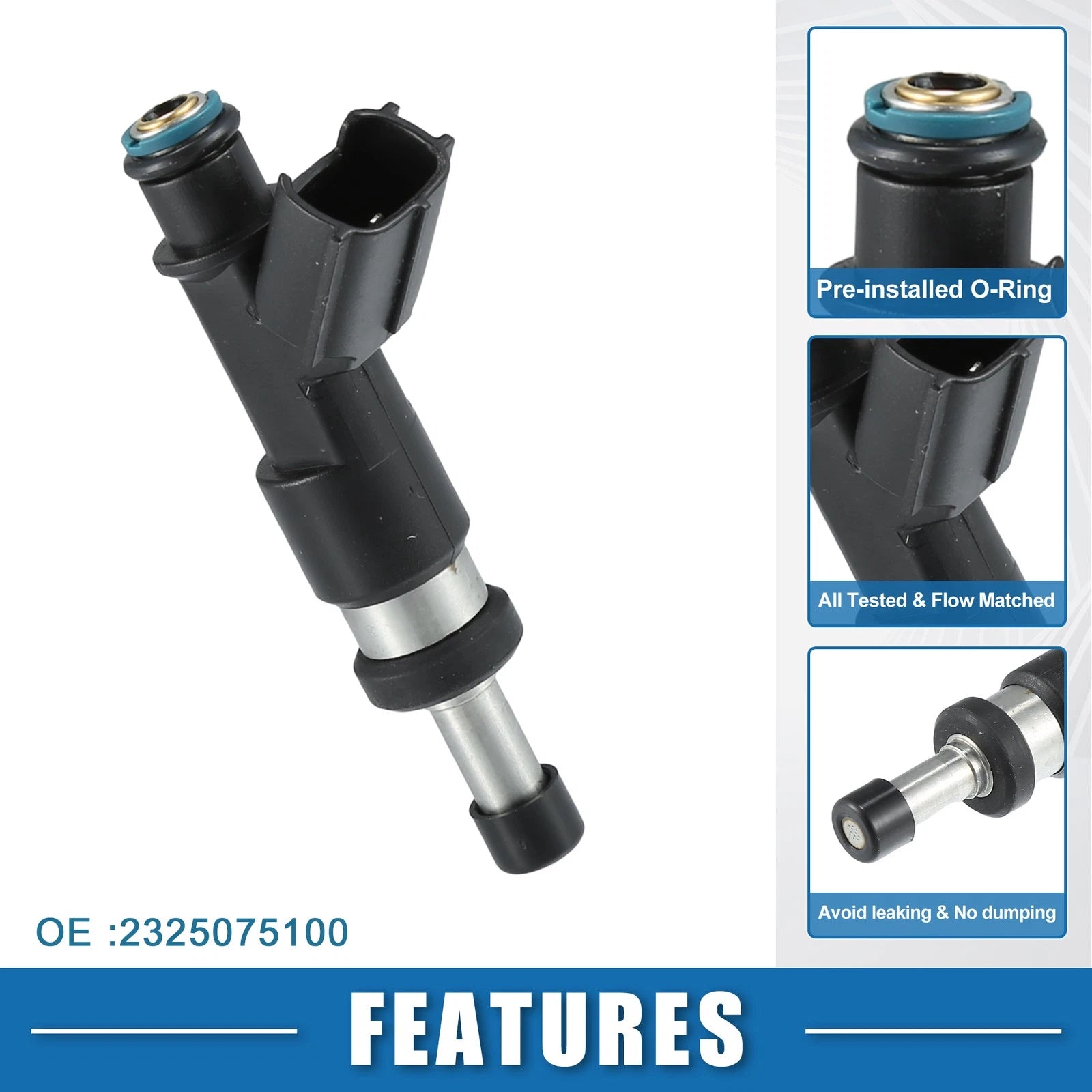 Fuel Injector No. 23250-75100 for Toyota Tacoma (2005–2016) 2.7L Black
