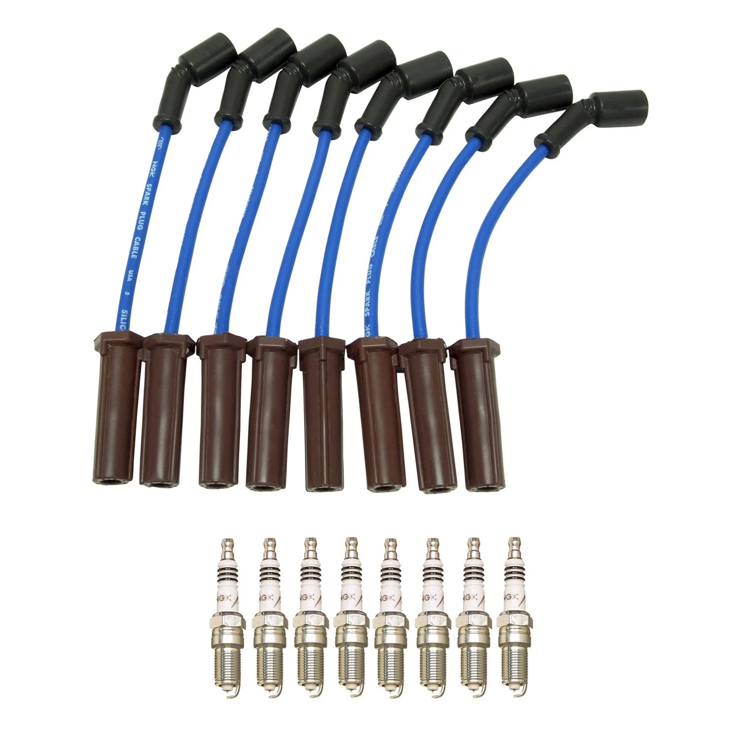 NGK Wire Set & 8 Iridium IX Spark Plugs for Escalade ESV Silverado 1500 (2007–2014)