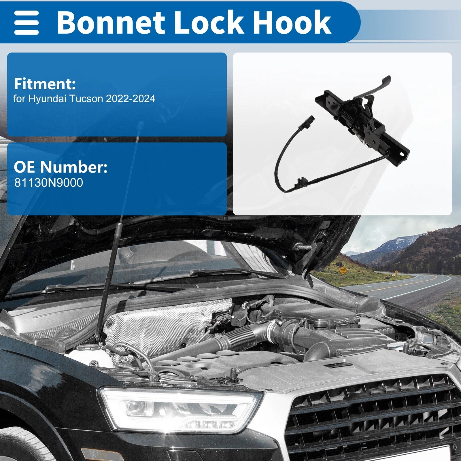 Hood Latch Assembly for Hyundai Tucson (2022–2024) No. 81130N9000