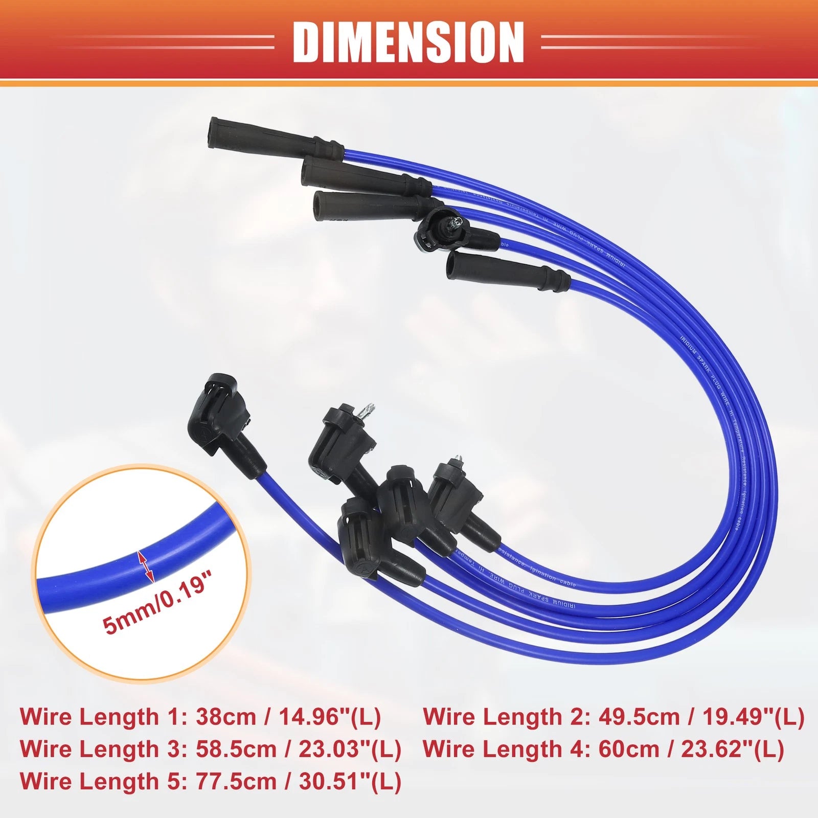 5pcs Spark Plug Wire Ignition Coil Cable No. 9091921553 for Toyota 4Runner (1994–1995)