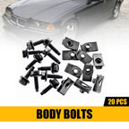 Set of 20 Truck Body Bolts & U-nut Clips 5/16-18 x 1-3/16" Hex
