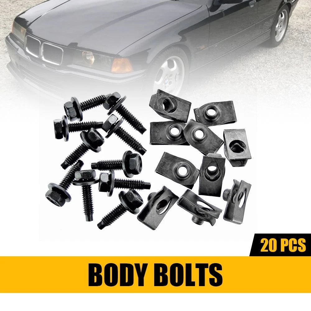 Set of 20 Truck Body Bolts & U-nut Clips 5/16-18 x 1-3/16" Hex