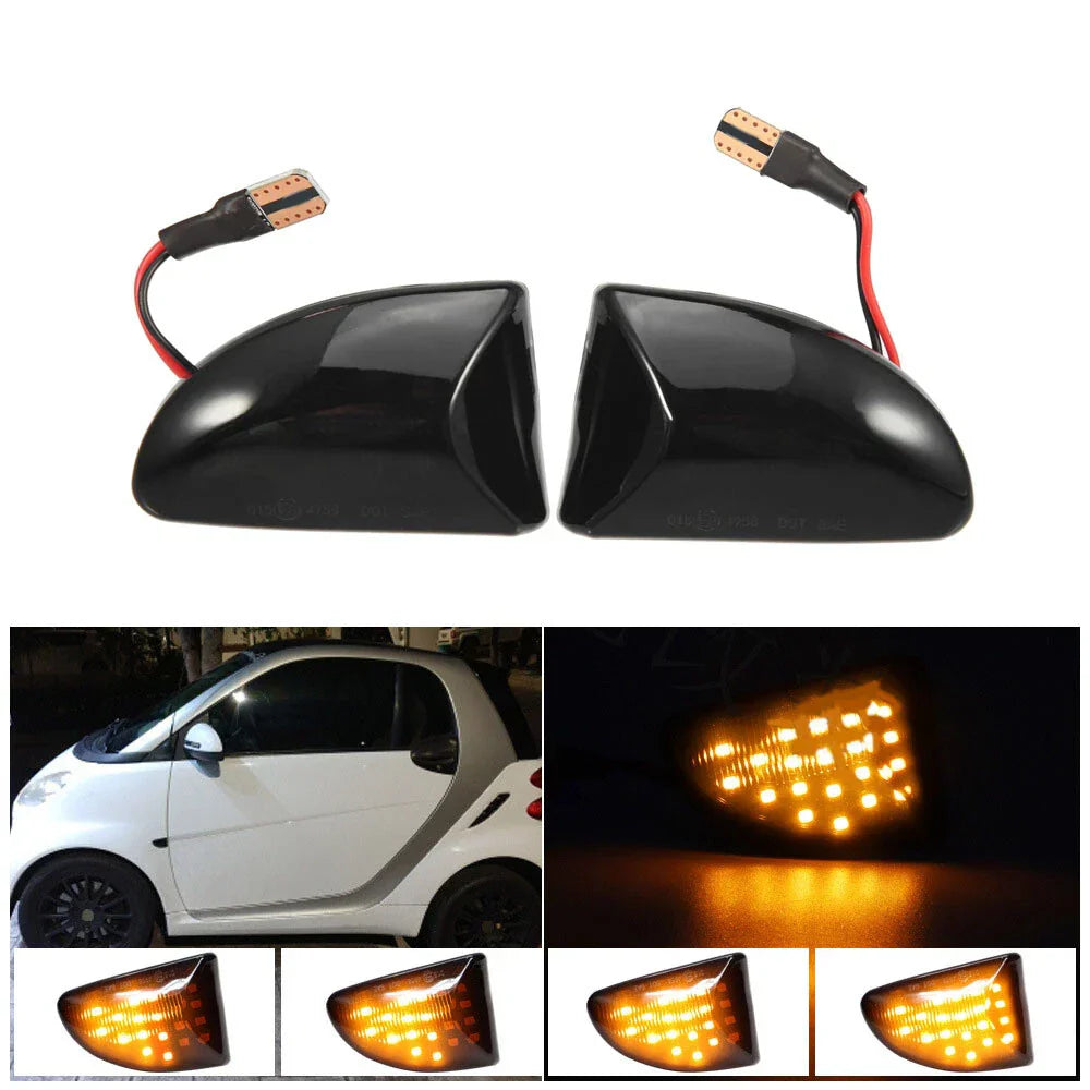 Smoke Lens LED Turn Signal Side Marker Light for 2007-2014 Benz Smart Fortwo