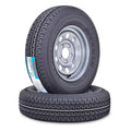 Set of 2 Trailer Tire Wheels ST185/80R13 8-Ply 5x4.5 PCD Silver Mod Rim