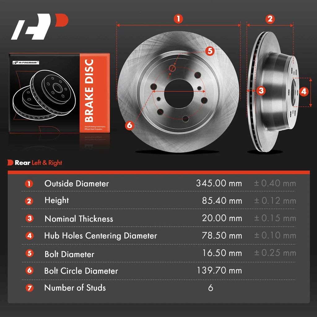 Rear Disc Brake Rotors for Chevy Silverado 1500 GMC Sierra 1500 (2007â2019)