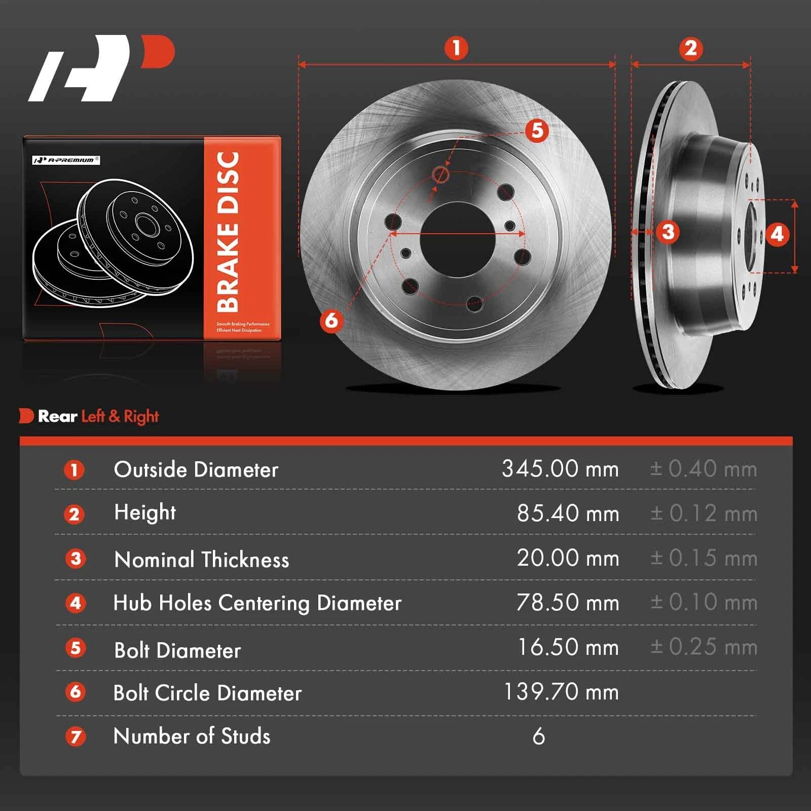 Rear Disc Brake Rotors for Chevy Silverado 1500 GMC Sierra 1500 (2007â2019)