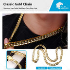 Curb Chain Necklace for Men - Yellow Gold GP 10MM Heavy Link 24"