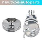 Chrome Saginaw Power Steering Pump with 2 Groove Keyway Pulley for Chevy GM