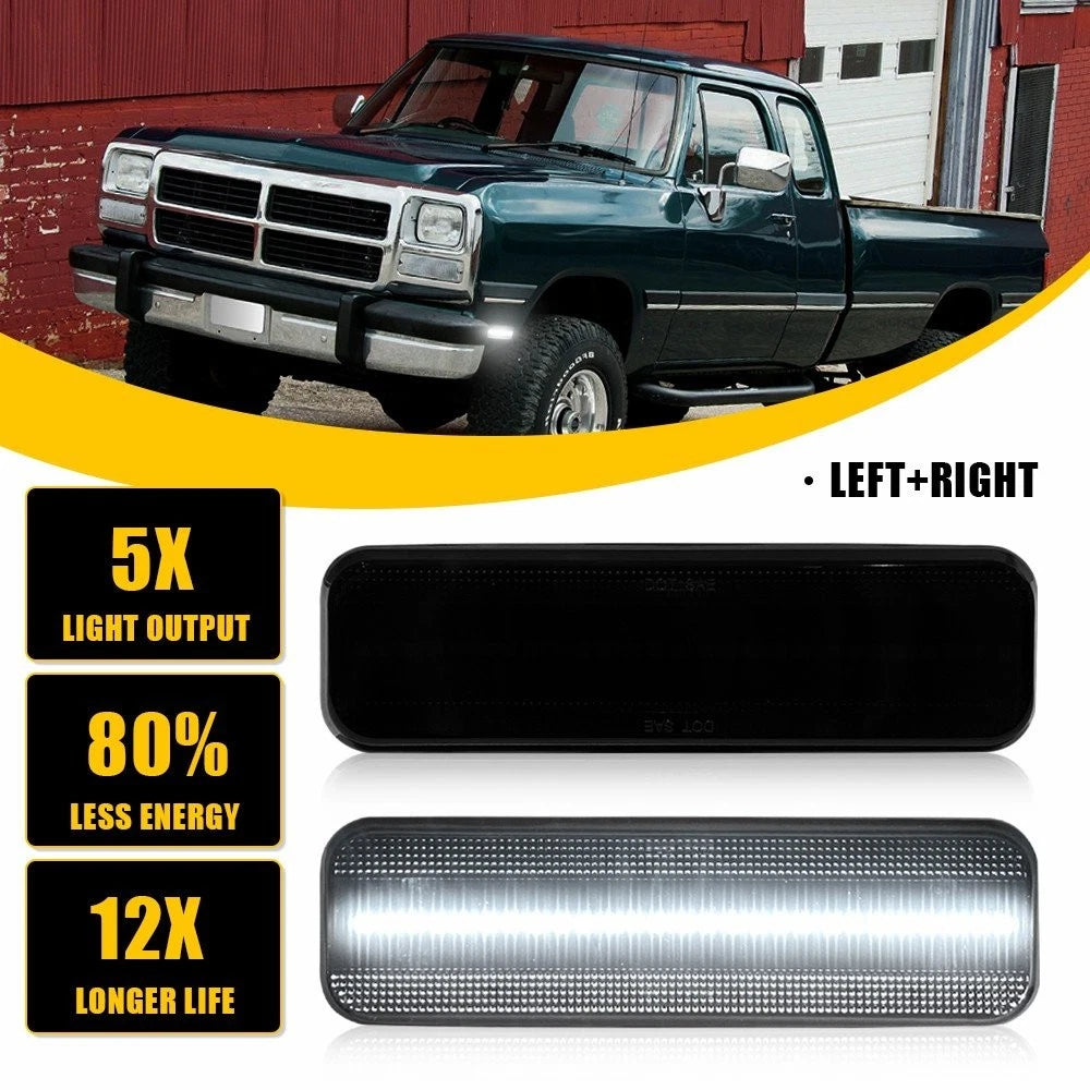 Smoked Lens Front Fender Side Marker Lights for Dodge D100 D150 (1972–1980)
