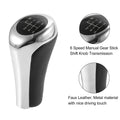 6 Speed Manual Shift Knob Head for BMW X1 E84 Faux Leather Black Silver Tone
