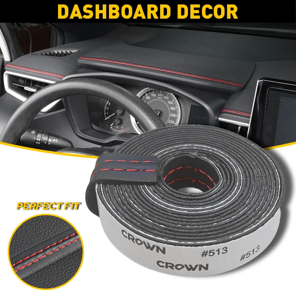 2M PU Leather Dashboard Trim Strip for Car (Universal Fit)