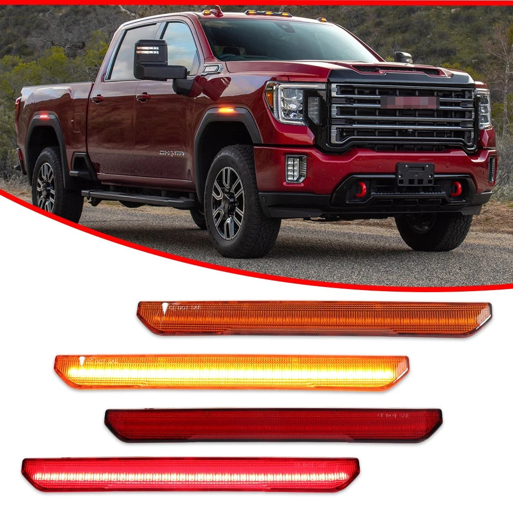 Amber & Red LED Side Marker Lights for GMC Sierra 2500 3500 (2020–2024)