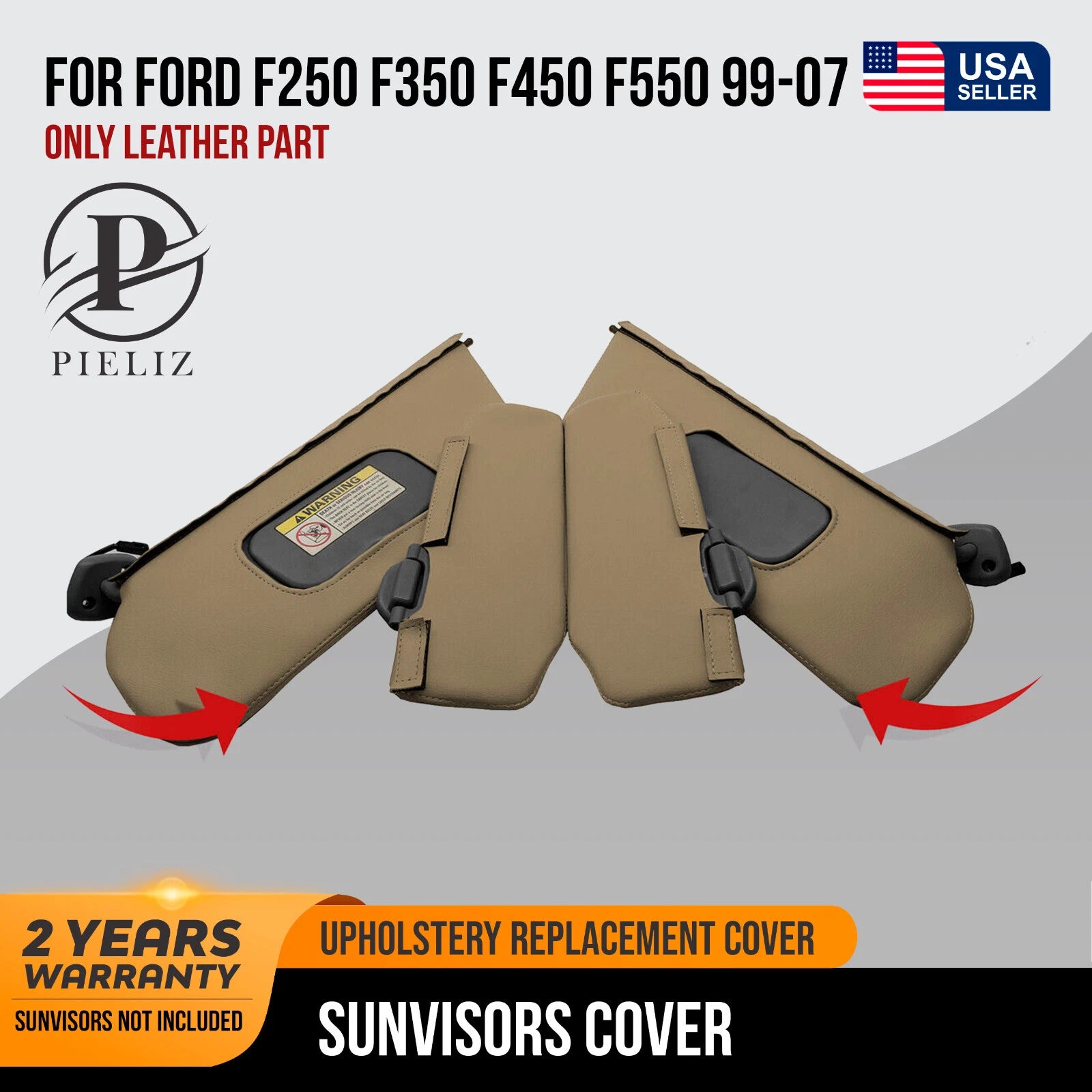Sunvisors Set Cover PVC Leather for Ford F250 F350 F450 F550 (1999–2007)