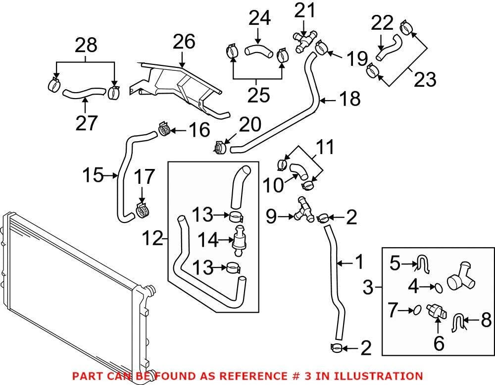 Genuine OEM Radiator Coolant Hose Adapter 1K0122291AE for VW Audi (2000–2023)