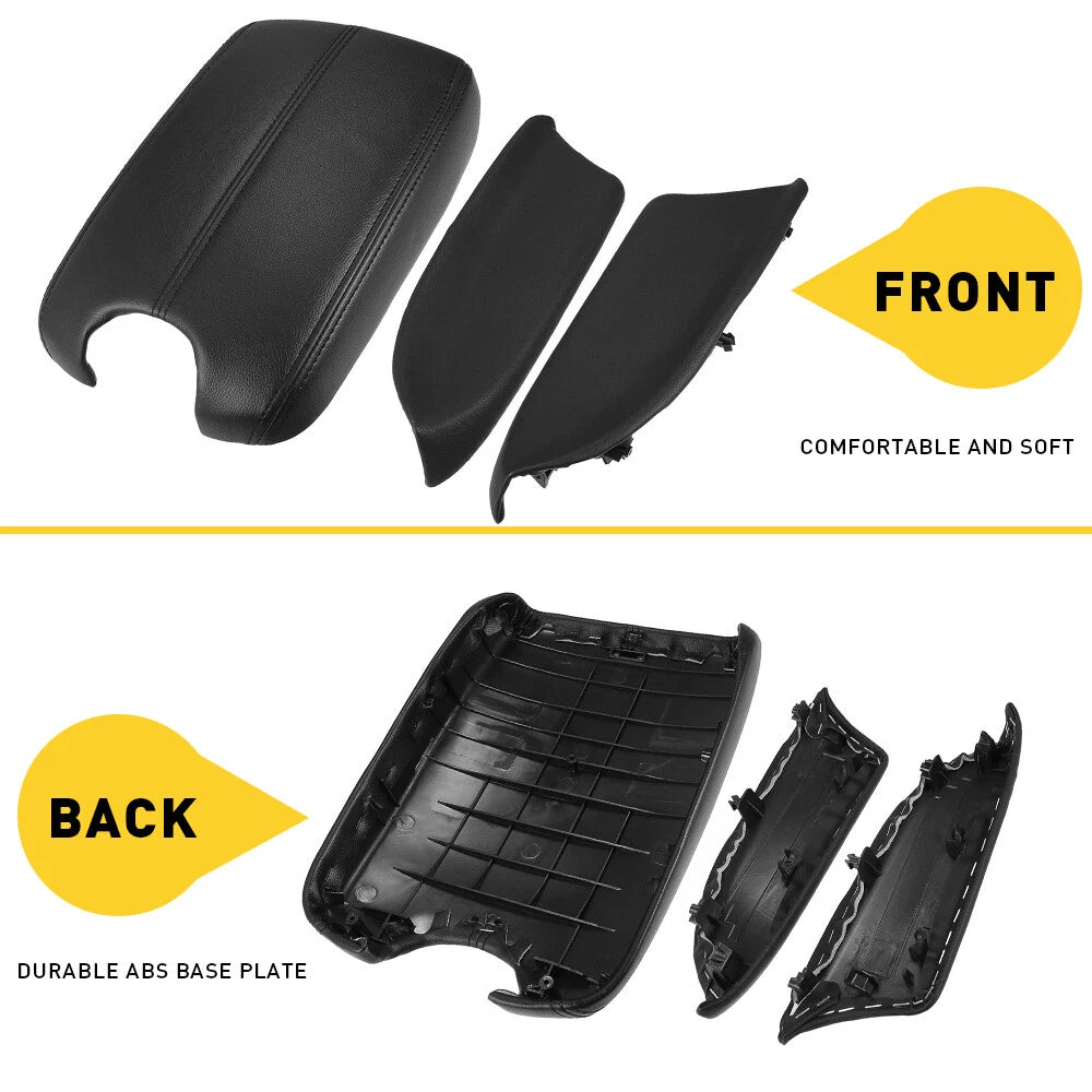 Leather Door Armrest Cover & Base Lid for Honda Accord (2008–2012) Black