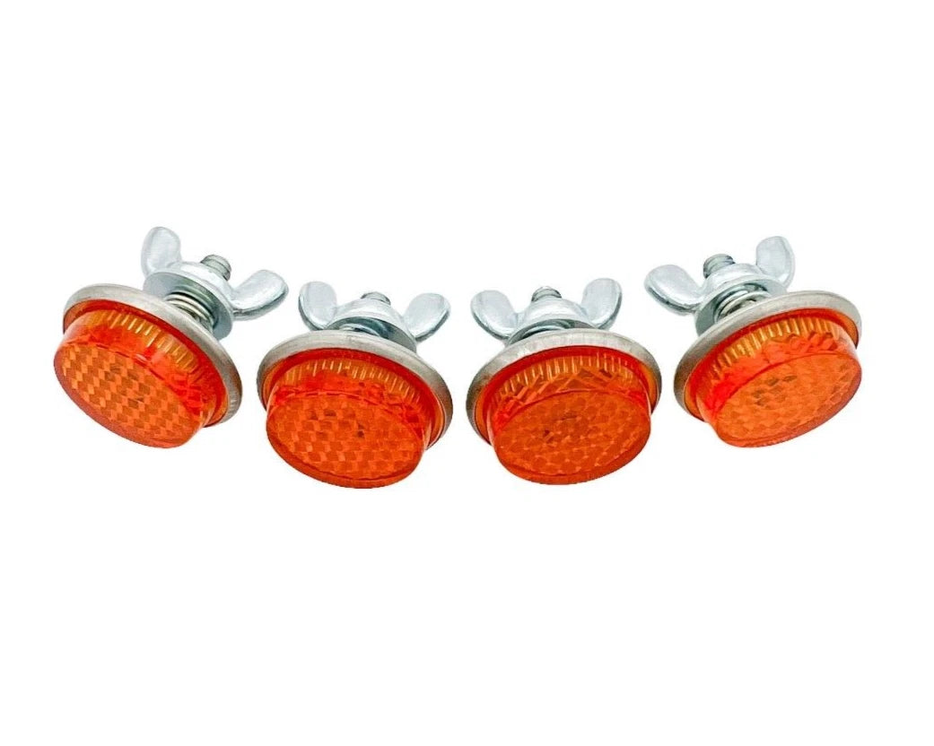 Amber Mini Reflectors Stud Mount for Motorcycle Bicycle Truck Trailer (Qty 4)