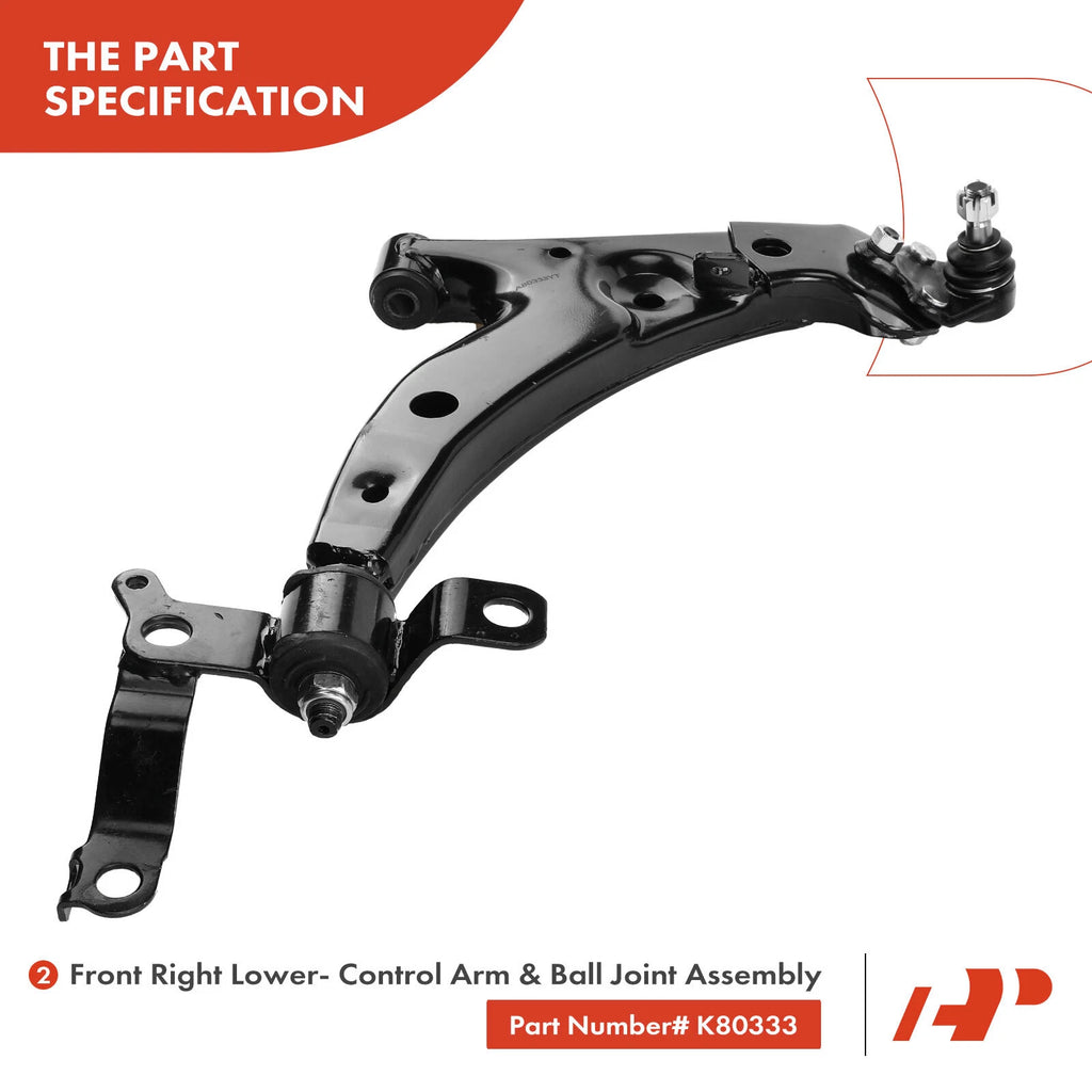 8x Front Lower Control Arm w/ Ball Joints for Toyota Corolla (2003-2008)