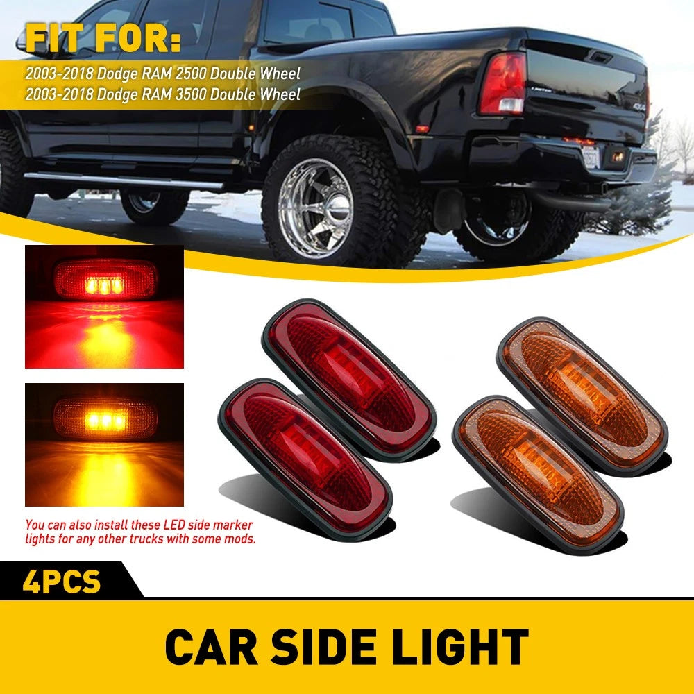 Set of 4 LED Side Marker Lights for Dodge Ram 3500 (2003–2018)