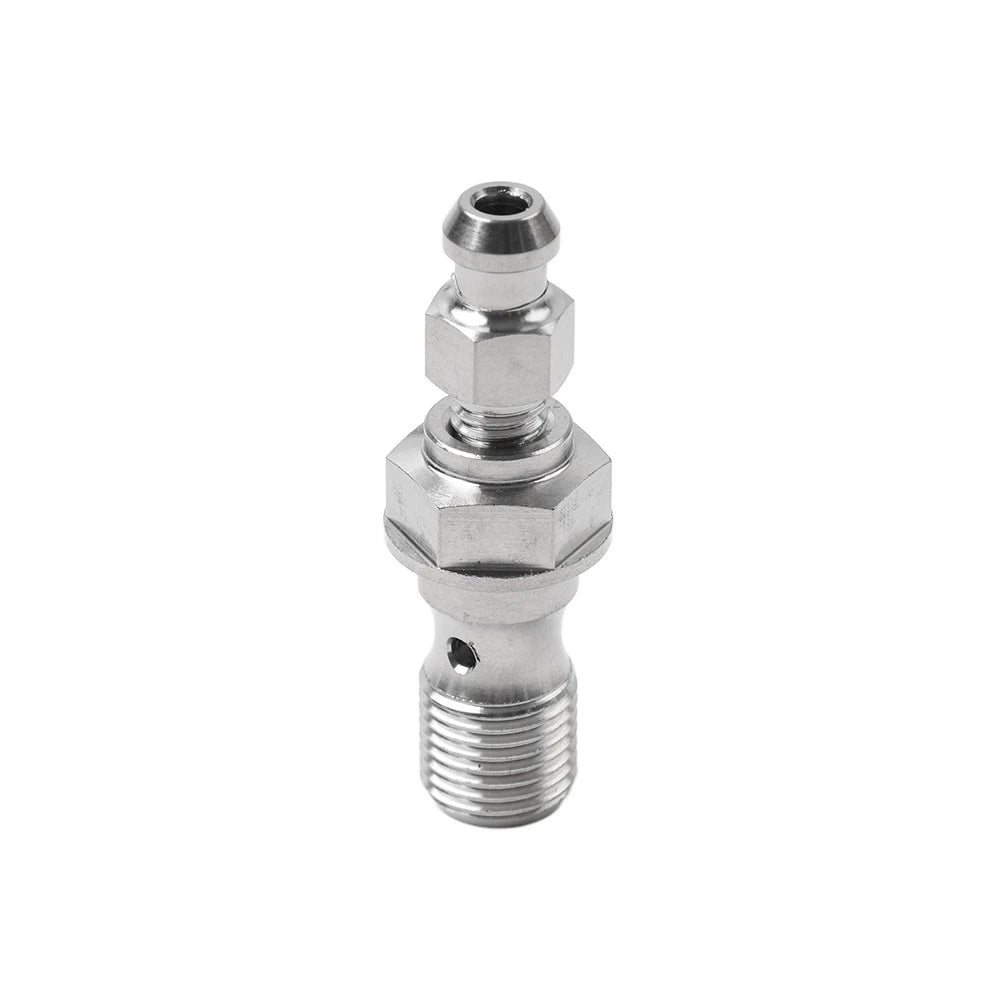 M10x1.0 Titanium Banjo Bolt with Bleed Valve for Motor Brake Caliper Sil