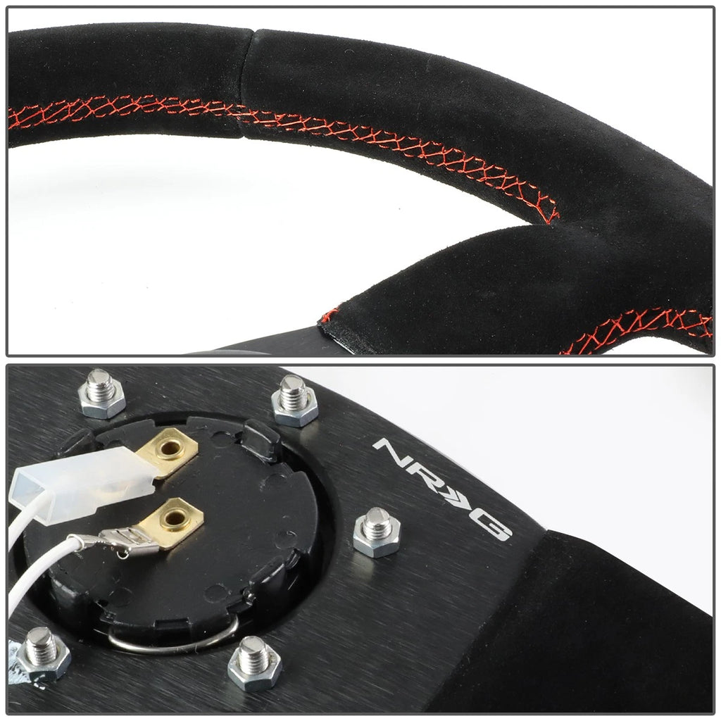 NRG Reinforced Steering Wheel 32cm D-Shape for Universal Fit (RHD)