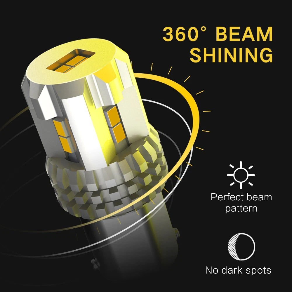 2X Amber 1156 LED Light Bulbs for Turn Signal Backup (Universal)