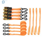 Set of 2 Orange Ratchet Straps for Motorcycle & Truck (2200lbs Breaking Resistance)