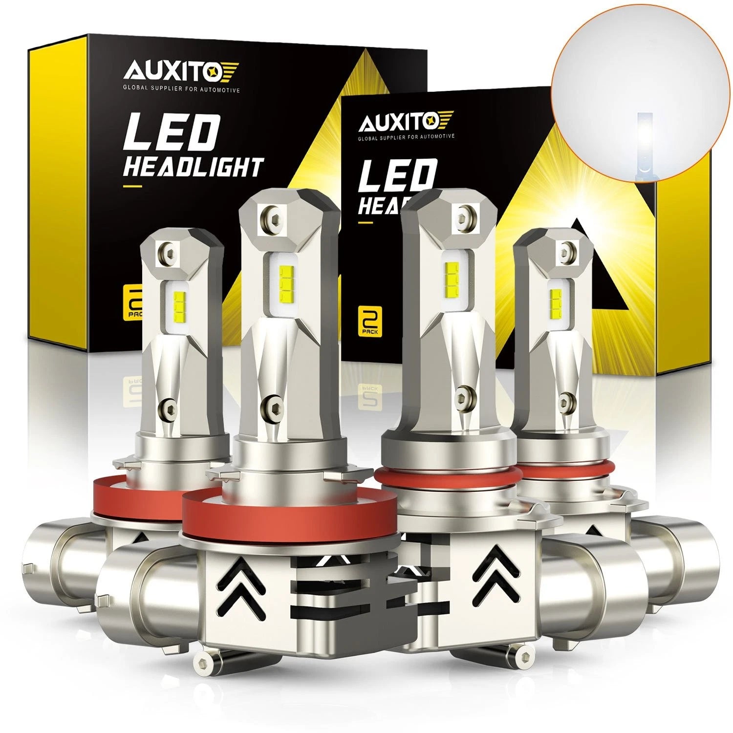 AUXITO 9005 H11 LED Headlight Bulbs Combo High Low Beam 6500K White for