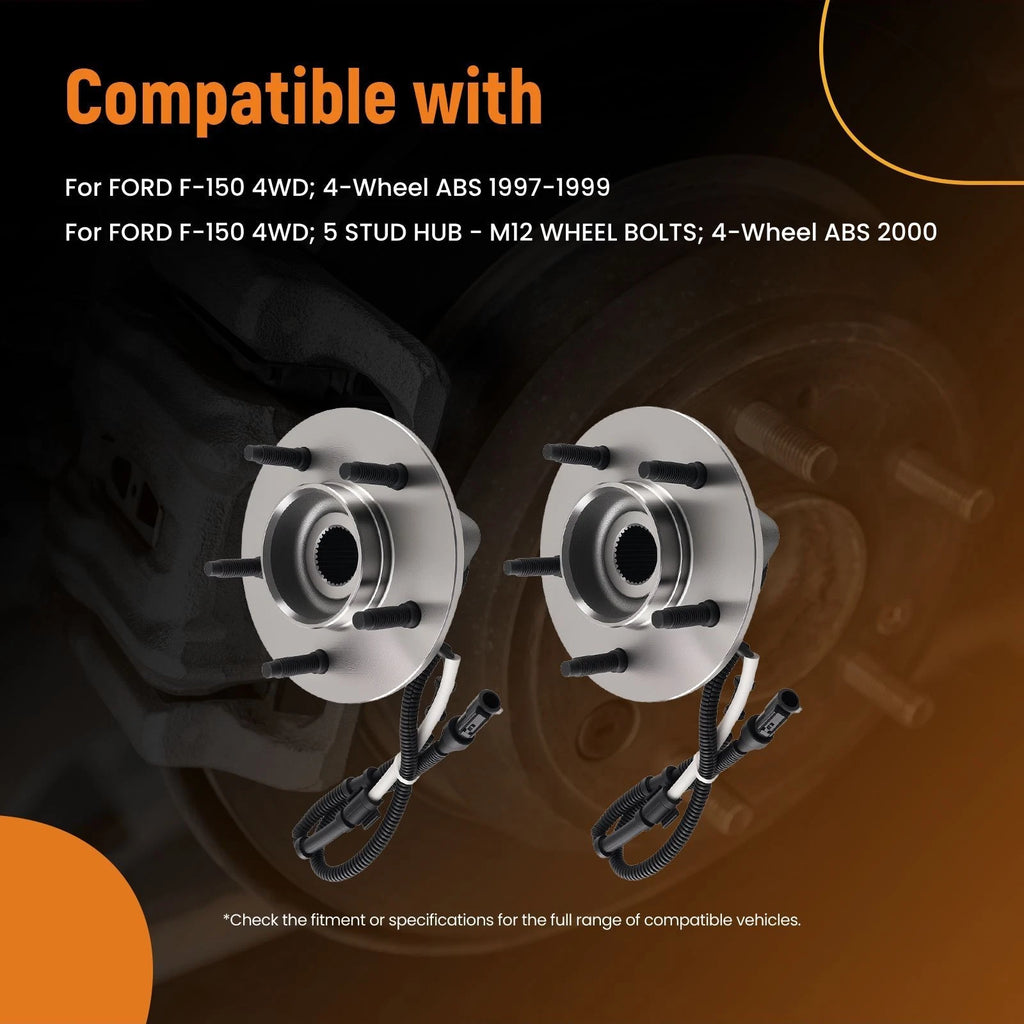 Pair Front Wheel Hub & Bearing for Ford F-150 4WD (1997–1999)