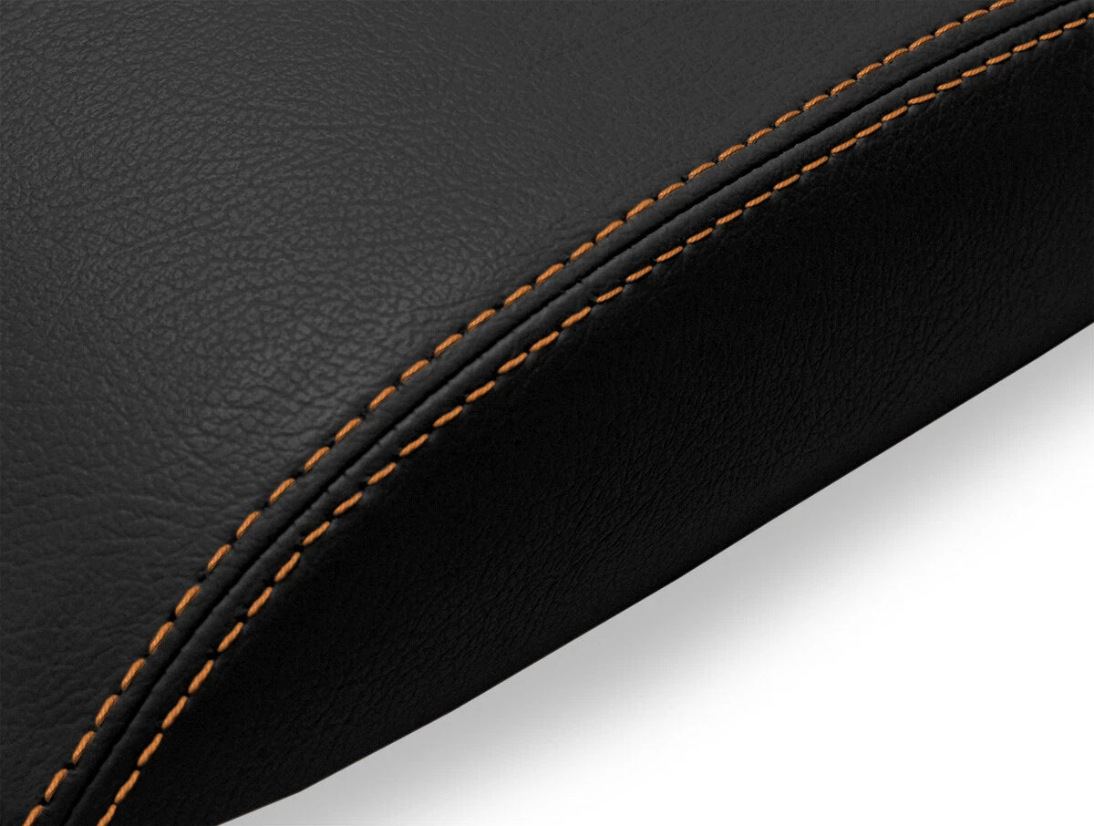 Leather Console Lid Armrest Cover for Pontiac GTO (2004–2006) Black Orange Stitch