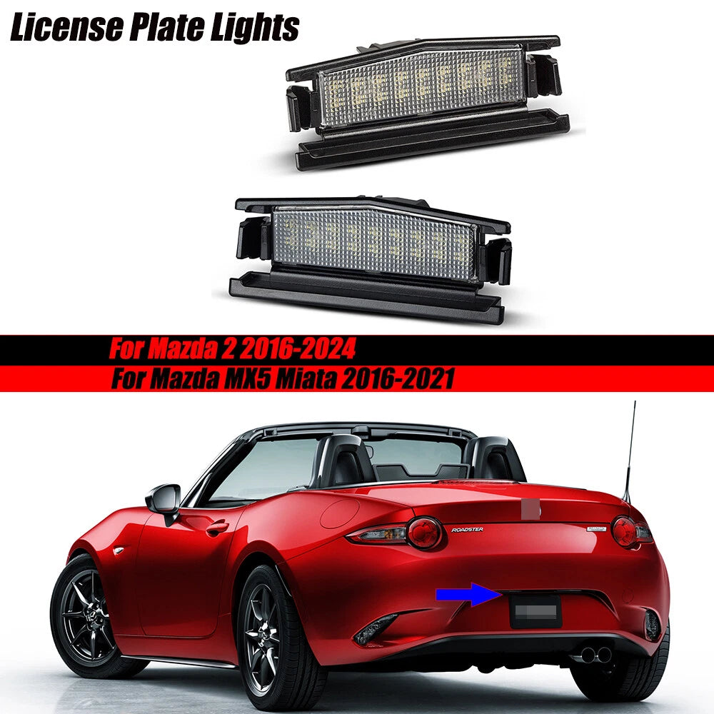 2X LED License Plate Lights for Mazda 2 (2016–Present) D09H-51-270